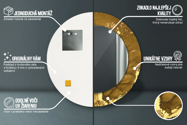 Kulaté dekorační zrcadlo na zeď Kovové víry