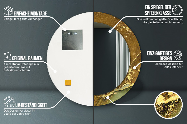 Kulaté dekorační zrcadlo na zeď Kovové víry