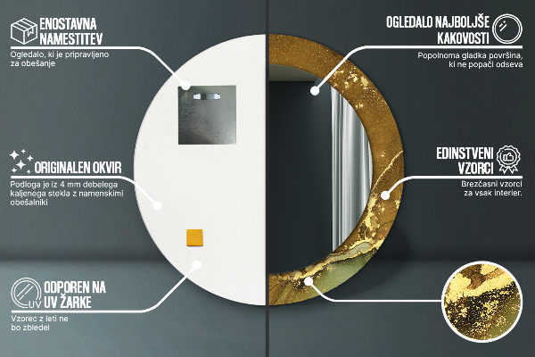 Kulaté dekorační zrcadlo na zeď Kovové víry