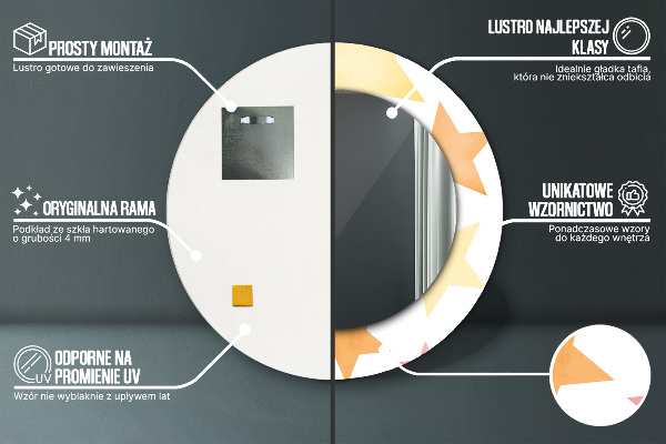 Kulaté dekorační zrcadlo na zeď Pastelové hvězdy