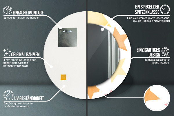 Kulaté dekorační zrcadlo na zeď Pastelové hvězdy