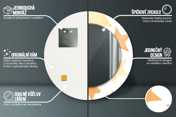 Kulaté dekorační zrcadlo na zeď Pastelové hvězdy