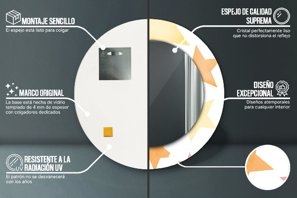 Kulaté dekorační zrcadlo na zeď Pastelové hvězdy