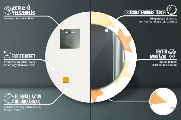 Kulaté dekorační zrcadlo na zeď Pastelové hvězdy