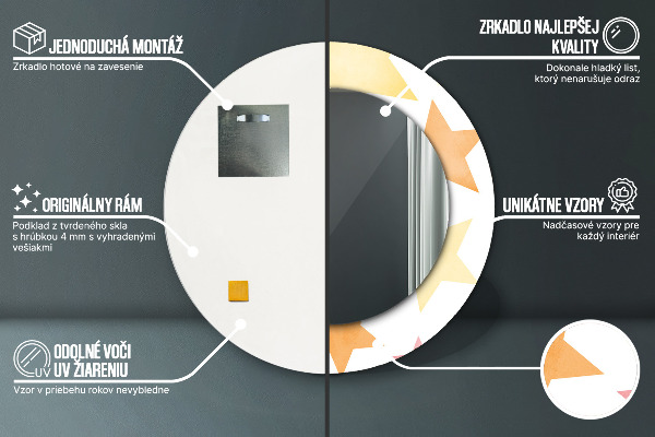 Kulaté dekorační zrcadlo na zeď Pastelové hvězdy
