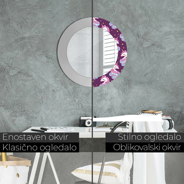 Kulaté dekorační zrcadlo na zeď Jednorožčí hvězdy