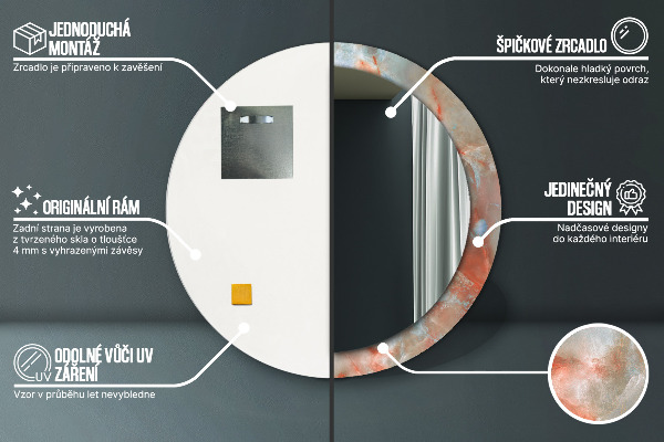 Kulaté zrcadlo s potiskem Onyx kuličky