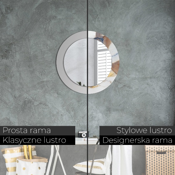 Kulaté dekorační zrcadlo Bílý mramor