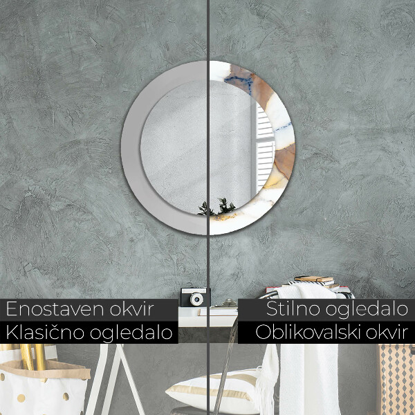 Kulaté dekorační zrcadlo Bílý mramor