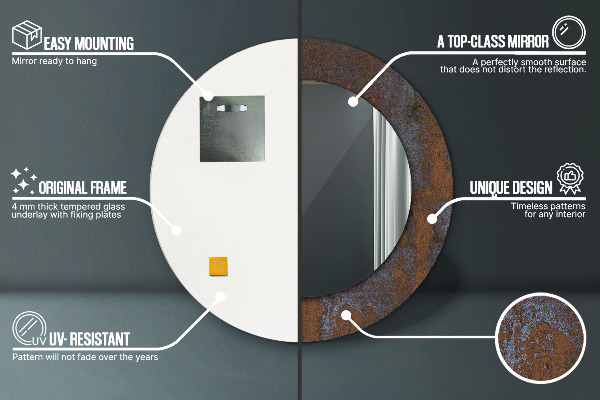 Kulaté dekorační zrcadlo Kovový rustikální