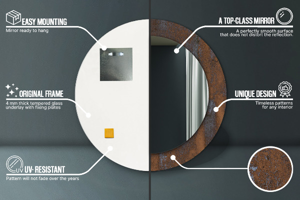 Kulaté dekorační zrcadlo Kovový rustikální