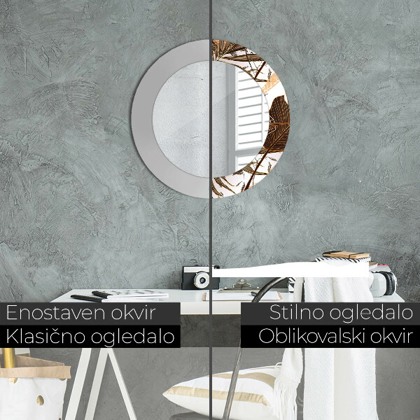 Kulaté dekorační zrcadlo palmové listy