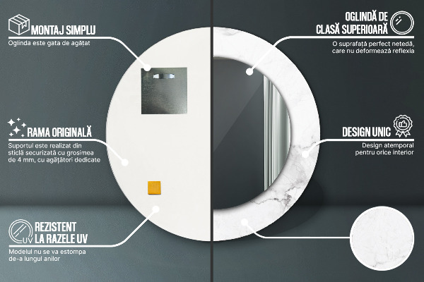 Kulaté dekorační zrcadlo Bílý mramor