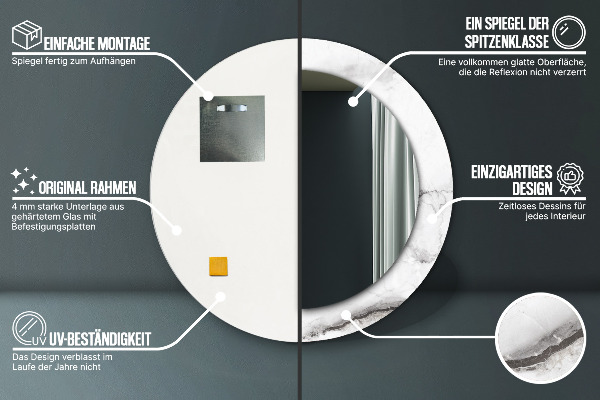 Kulaté dekorační zrcadlo Bílý mramor