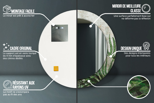 Kulaté dekorační zrcadlo Kapradiny listy