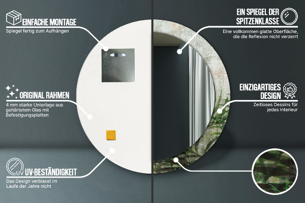 Kulaté dekorační zrcadlo Kapradiny listy