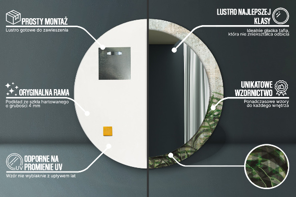 Kulaté dekorační zrcadlo Kapradiny listy