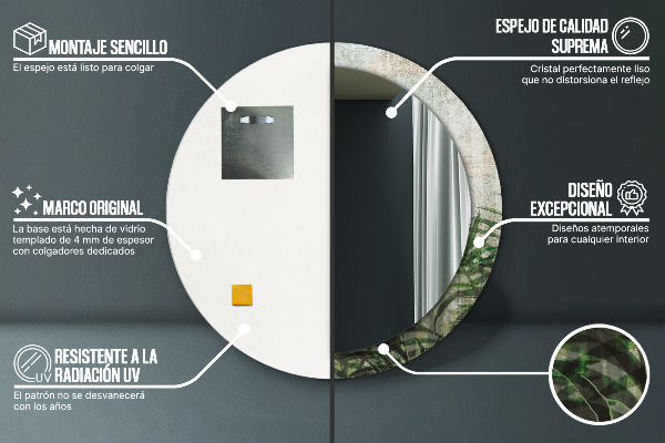 Kulaté dekorační zrcadlo Kapradiny listy