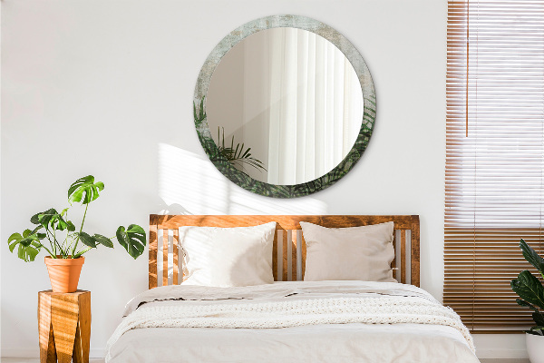 Kulaté dekorační zrcadlo Kapradiny listy
