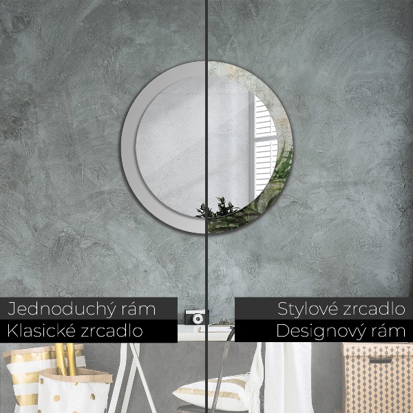 Kulaté dekorační zrcadlo Kapradiny listy