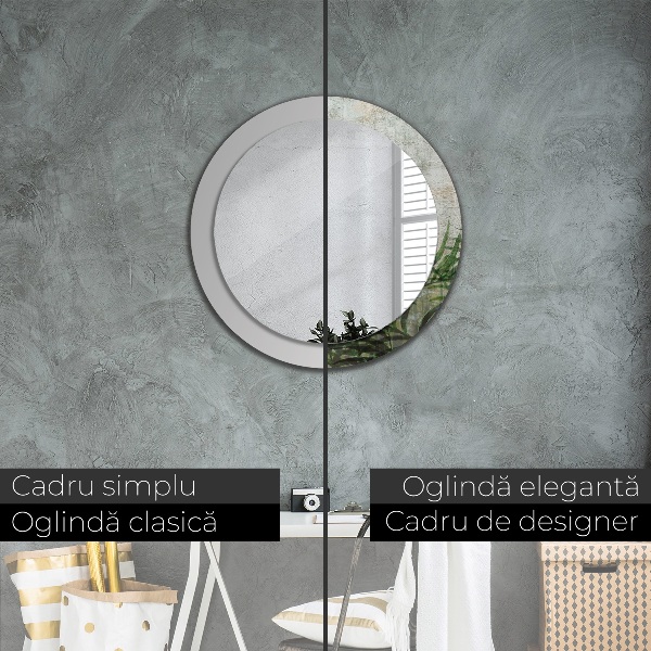 Kulaté dekorační zrcadlo Kapradiny listy