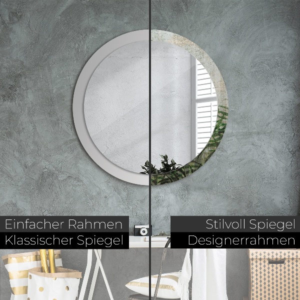 Kulaté dekorační zrcadlo Kapradiny listy