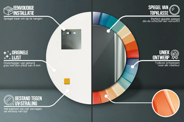 Kulaté dekorační zrcadlo Radiální soustředné pásy