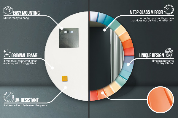 Kulaté dekorační zrcadlo Radiální soustředné pásy