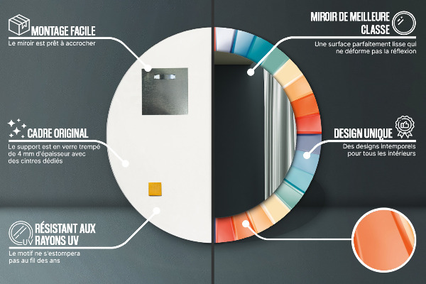 Kulaté dekorační zrcadlo Radiální soustředné pásy