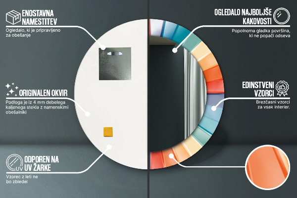 Kulaté dekorační zrcadlo Radiální soustředné pásy