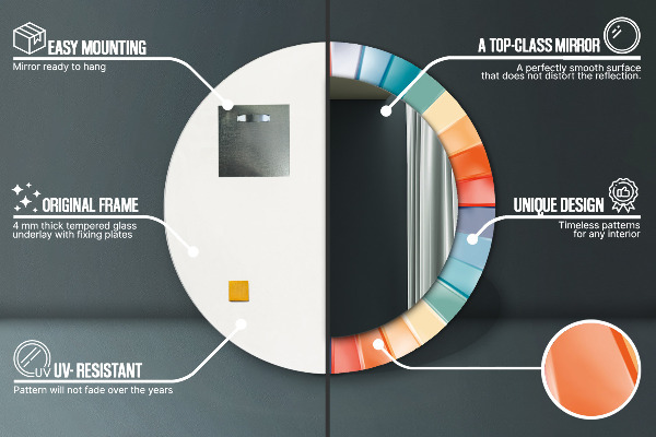 Kulaté dekorační zrcadlo Radiální soustředné pásy