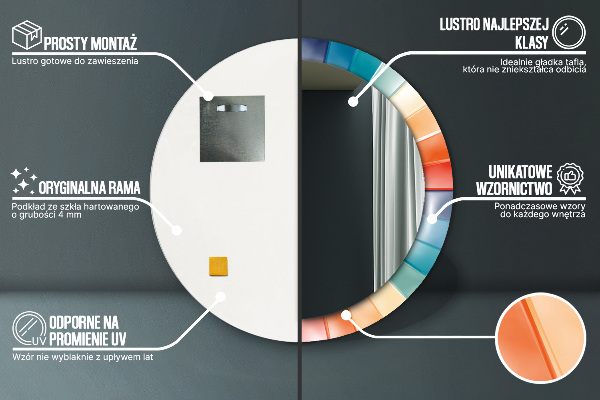 Kulaté dekorační zrcadlo Radiální soustředné pásy