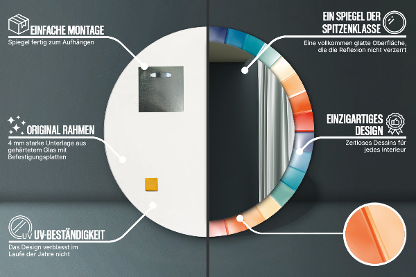 Kulaté dekorační zrcadlo Radiální soustředné pásy