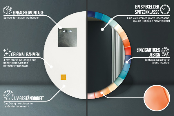 Kulaté dekorační zrcadlo Radiální soustředné pásy