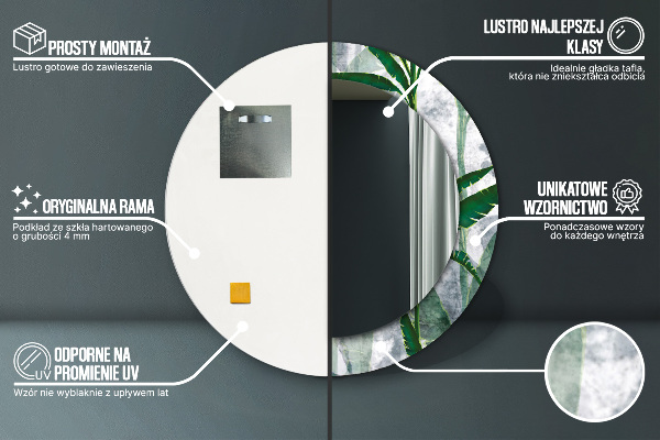 Kulaté dekorační zrcadlo Tropické listy