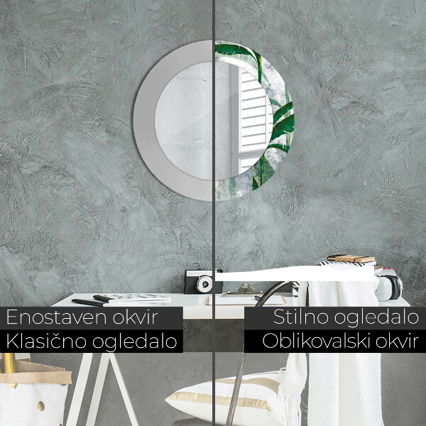 Kulaté dekorační zrcadlo Tropické listy