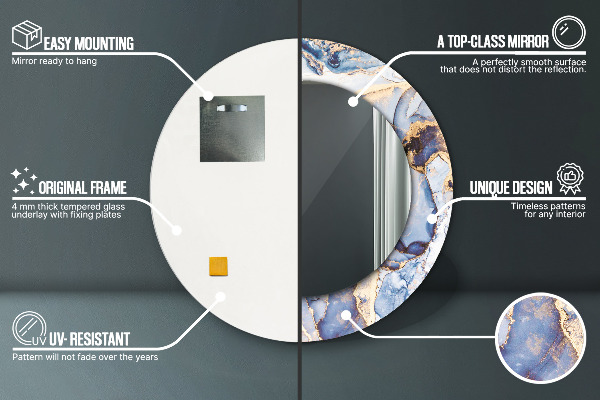 Kulaté dekorační zrcadlo Abstraktní tekuté umění