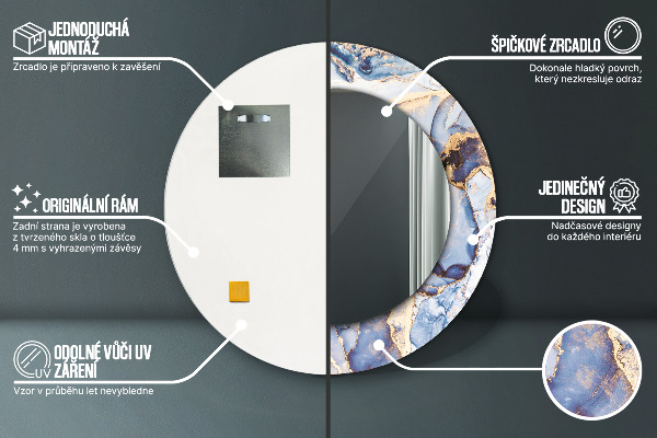 Kulaté dekorační zrcadlo Abstraktní tekuté umění