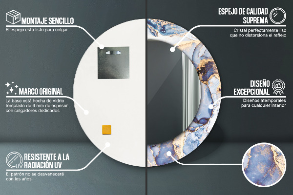 Kulaté dekorační zrcadlo Abstraktní tekuté umění