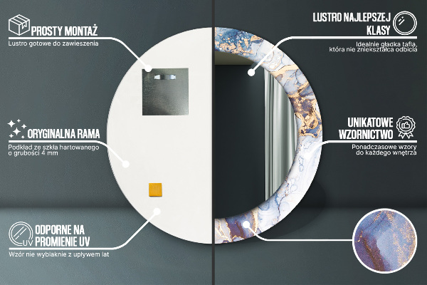 Kulaté dekorační zrcadlo Abstraktní tekuté umění