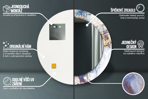 Kulaté dekorační zrcadlo Abstraktní tekuté umění