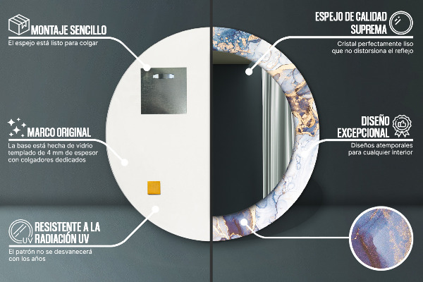 Kulaté dekorační zrcadlo Abstraktní tekuté umění