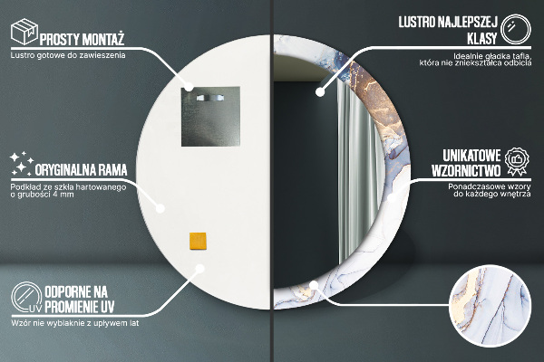 Kulaté dekorační zrcadlo Abstraktní tekuté umění
