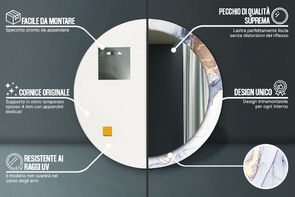 Kulaté dekorační zrcadlo Abstraktní tekuté umění