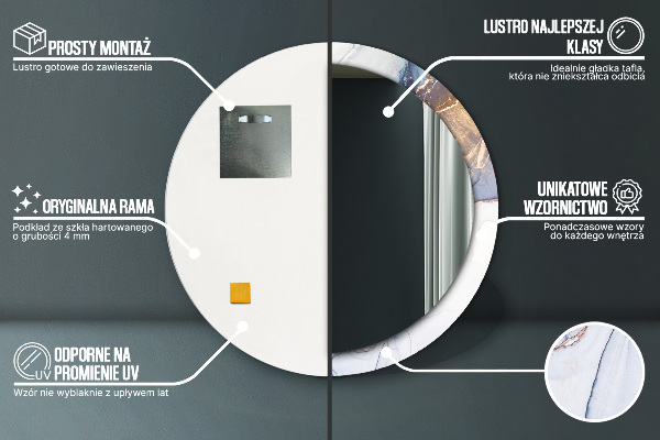 Kulaté dekorační zrcadlo Abstraktní tekuté umění