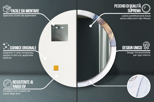 Kulaté dekorační zrcadlo Abstraktní tekuté umění