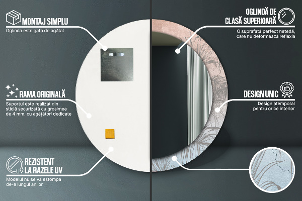 Kulaté dekorační zrcadlo Tropické květiny