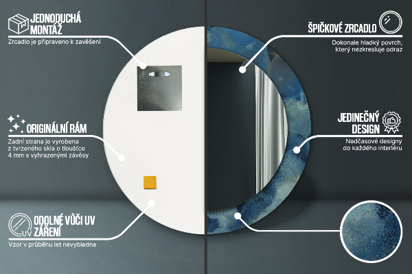 Kulaté dekorační zrcadlo Onyxový mramor