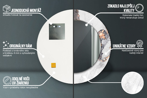 Kulaté zrcadlo rám s potiskem Abstraktní tekutina