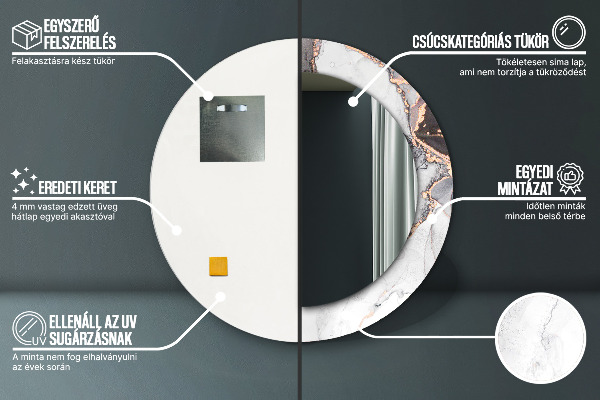 Kulaté zrcadlo rám s potiskem Abstraktní tekutina